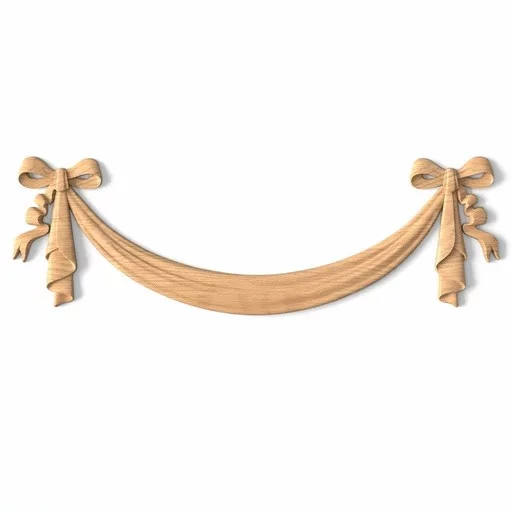 Classic style handcrafted swag onlay with bows from oak