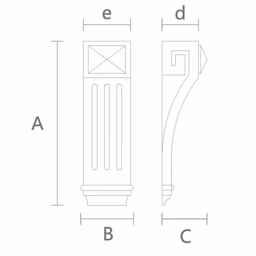 Large wood corbels with flutes art deco