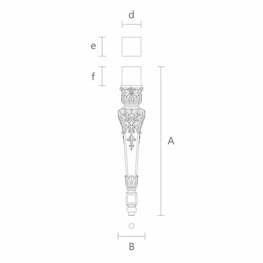 Square tapered table legs with acanthus leaf antique (1 PC)