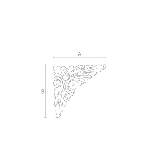 Elegant corner onlay with acanthus leaves from solid wood
