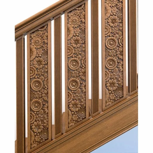 SQUARE FLUTED WOOD BALUSTER FOR SRAIRS RAILING
