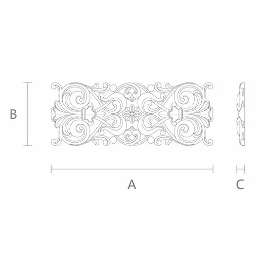 Rectangular hardwood antique style floral applique