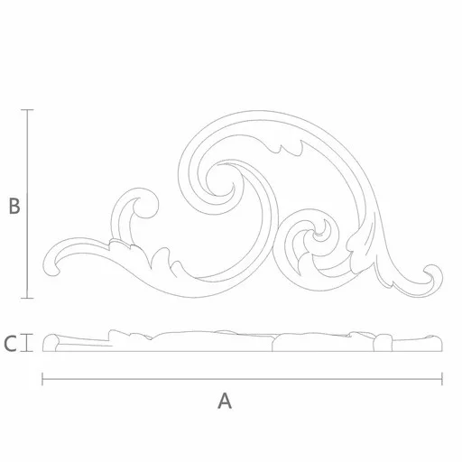 Ornamental wood Classical scrolled onlay, Right