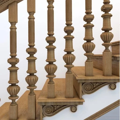 ANTIQUE CARVED STAIRCASE BALUSTER