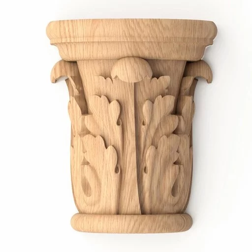 Column top half-round with acanthus leaf carving