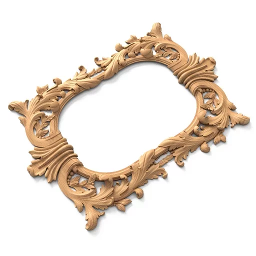 ANTIQUE WALL FRAME MIRROR WITH ACANTHUS LEAVES FROM SOLID WOOD