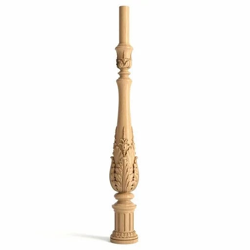 ROUND ACANTHUS PORCH BALUSTER FROM SOLID WOOD