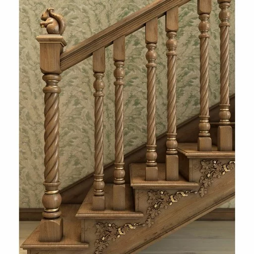 CLASSIC TWISTED STAIRCASE POST FROM SOLID WOOD