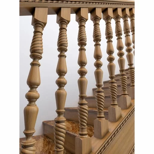 ARCHITECTURAL HAND CARVED STAIR BALUSTER WITH SPIRAL TWIST