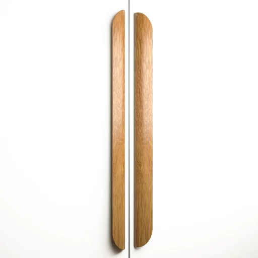 LONG HALF OVAL WOOD CABINET KNOBS FROM OAK. (SET OF 4 PC.)