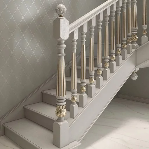 NEOCLASSICAL WOODEN RECTANGULAR BALUSTER WITH FLOWERS