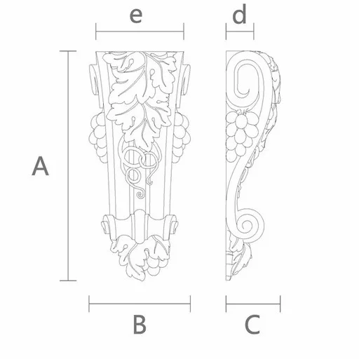 DECORATIVE WOODEN CORBEL WITH GRAPES