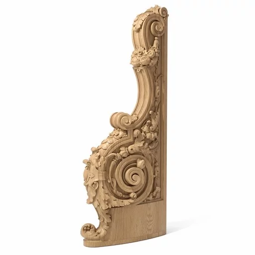 ORNATE ANTIQUE STYLE WOODEN STAIRCASE POST, LEFT