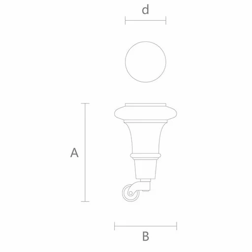 Tapered furniture feet with wheels flat top