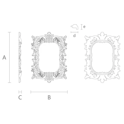 ANTIQUE WALL FRAME MIRROR WITH ACANTHUS LEAVES FROM SOLID WOOD
