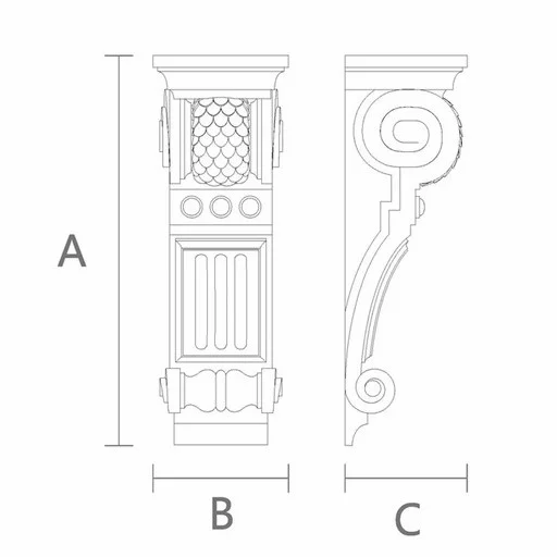 Large fancy corbels fluted empire style