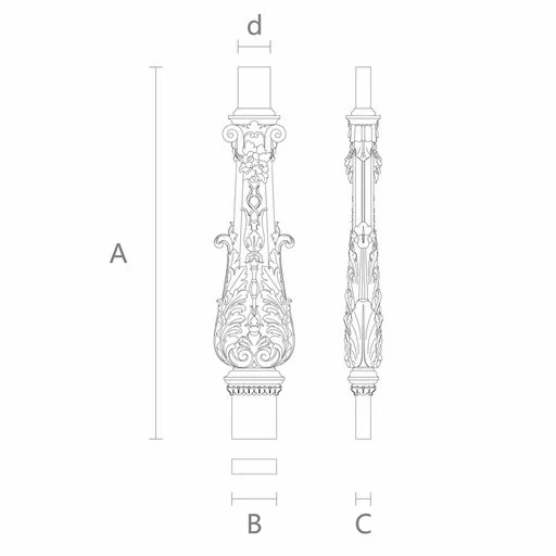 RENAISSANCE STYLE WOOD CARVED BALUSTER FOR STAIRCASE
