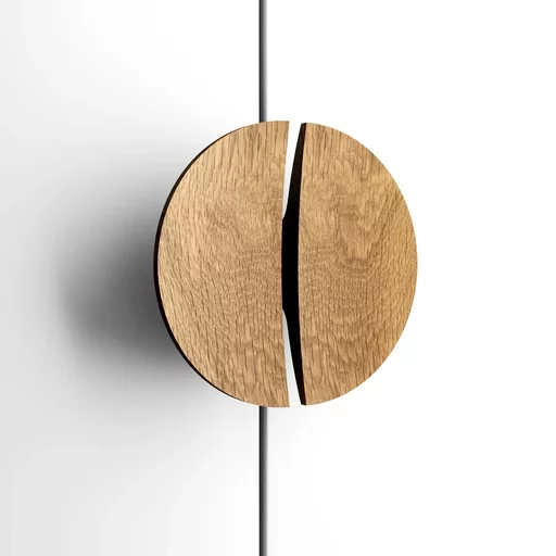 WOOD CABINET KNOB FROM TWO 5\ HALF ROUND PARTS FROM OAK. (SET OF 4 PC.)