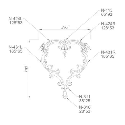 Elegant set of overlays with floral elements in Baroque style