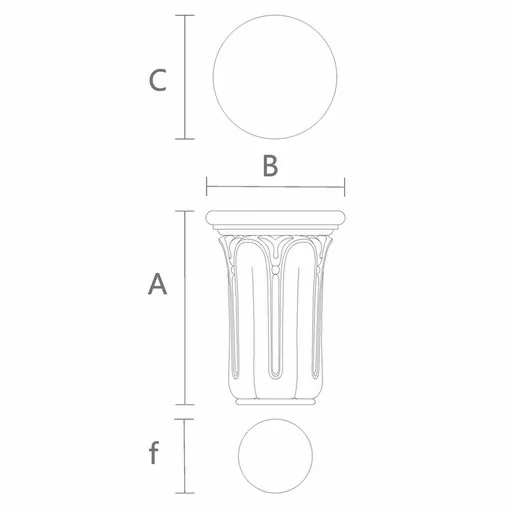 Column capital with bead wood trim Empire style