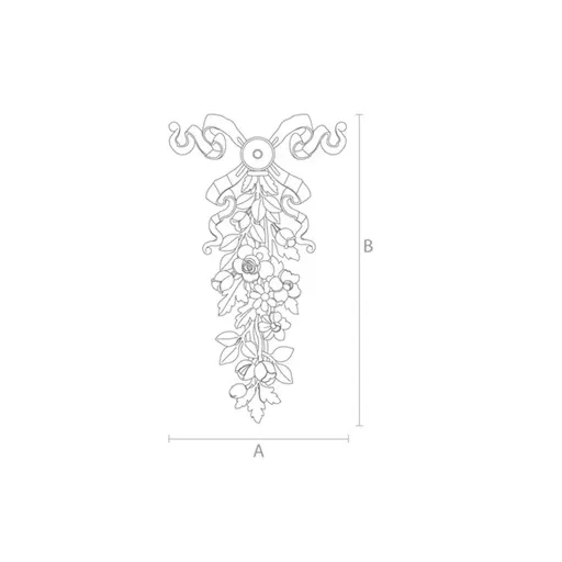 Floral garland with ribbons carved drop onlay from solid wood