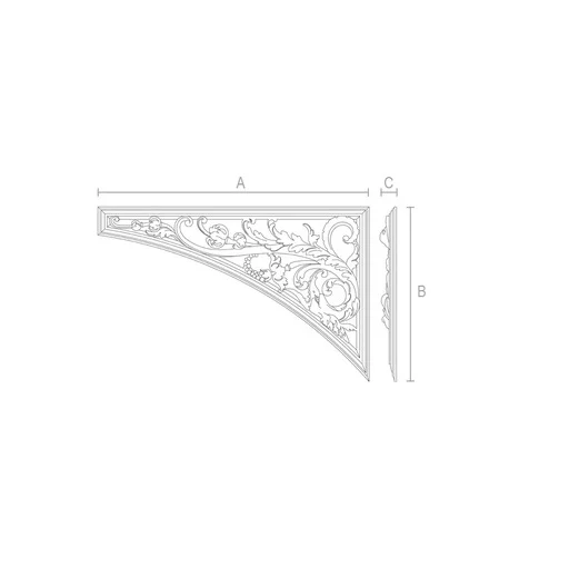 Large Antique-style wood corner applique with acanthus, Right