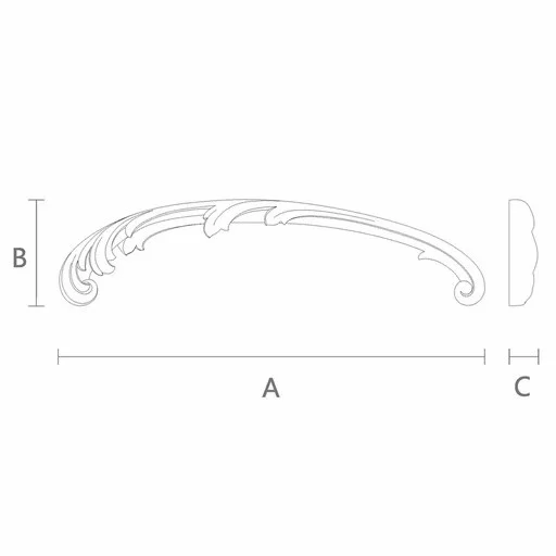 Long hardwood acanthus leaf onlay for interior decoration, Left