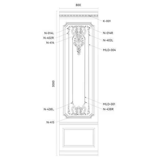 WOOD CARVED PANEL WITH ELEMENTS OF FLORAL DESIGN