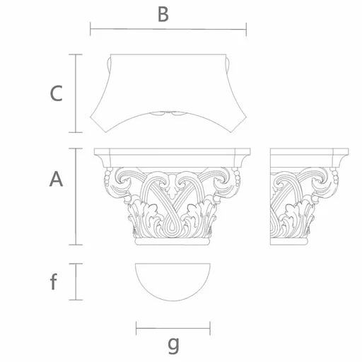 Column capital with floral elements and bead wood trim Byzantine style