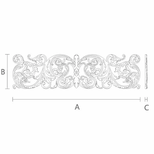 Rectangular Baroque-style carved floral onlay from oak