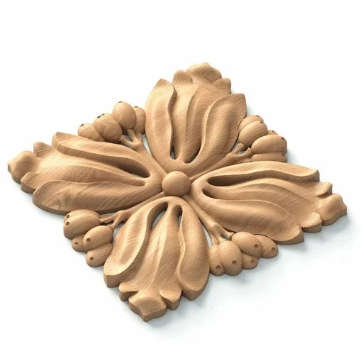 SQUARE PIERCED ROSETTE ONLAY ART NOUVEAU