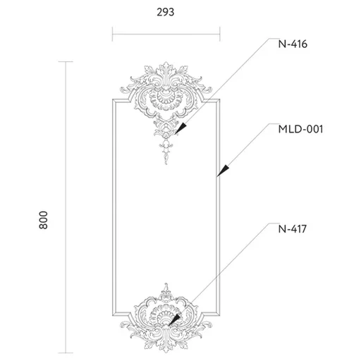 ELEGANT ACANTHUS ORNAMENT FROM SOLID WOOD