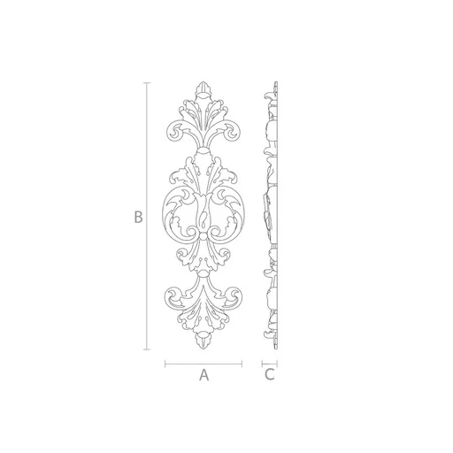 Ornate appliques wood carved Baroque style