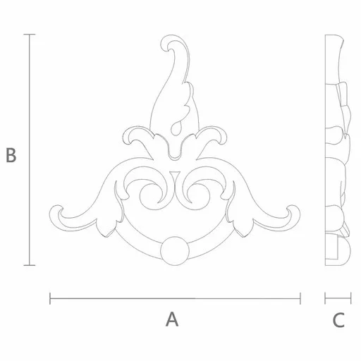 Small Baroque style wooden floral onlay for furniture