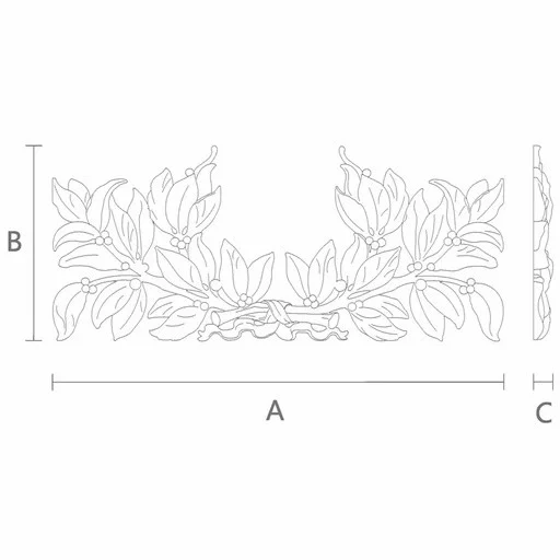 Empire style laurel branches center onlay from solid wood