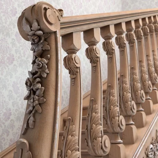 CURVED BAROQUE STYLE WOODEN STAIRCASE BALUSTER