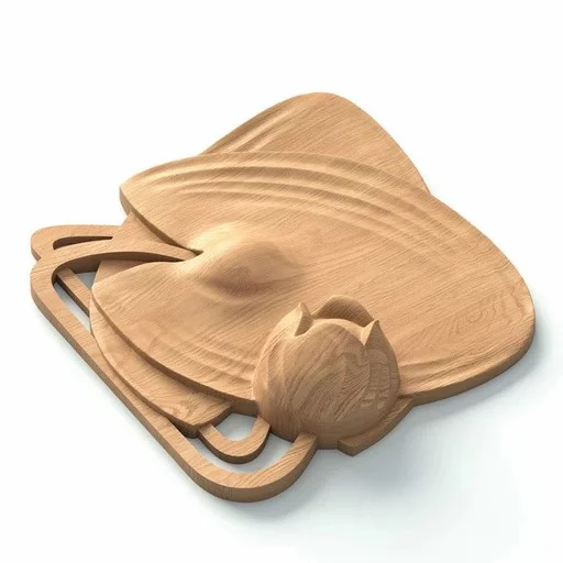 ART NOUVEAU WOODEN ROSETTE WATER LILY, RIGHT