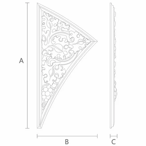 Triangular furniture applique decorated with grapevine, Left