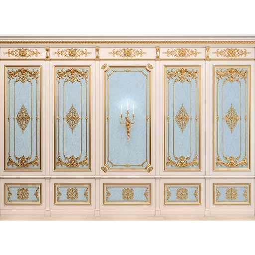 ORNATE FRENCH WALL PANELING WITH SCROLLS, PALMETTES AND FLORAL ELEMENTS