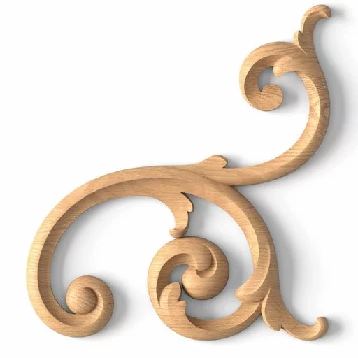 Vintage solid wood carved onlay for wall panels, Right