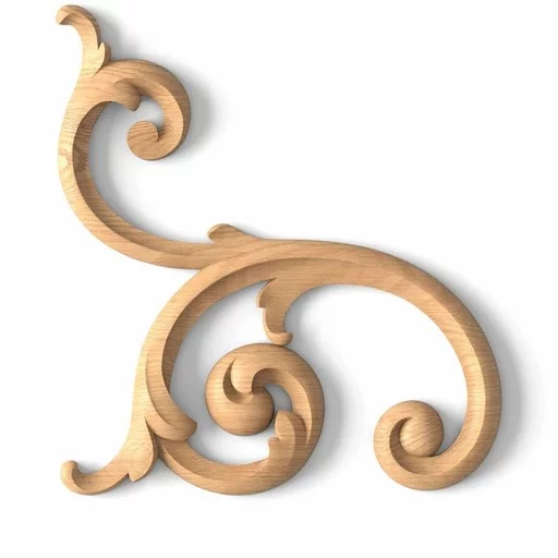 Vintage solid wood carved onlay for wall panels, Left