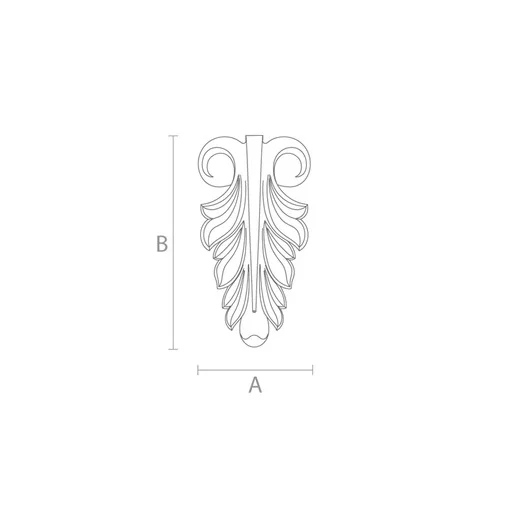 Hand carved acanthus leaf scroll applique from oak