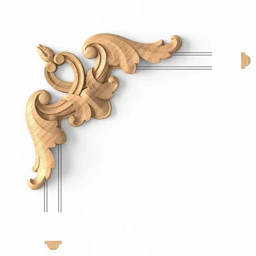 VINTAGE CORNER ONLAY WITH ACANTHUS LEAVES FROM OAK