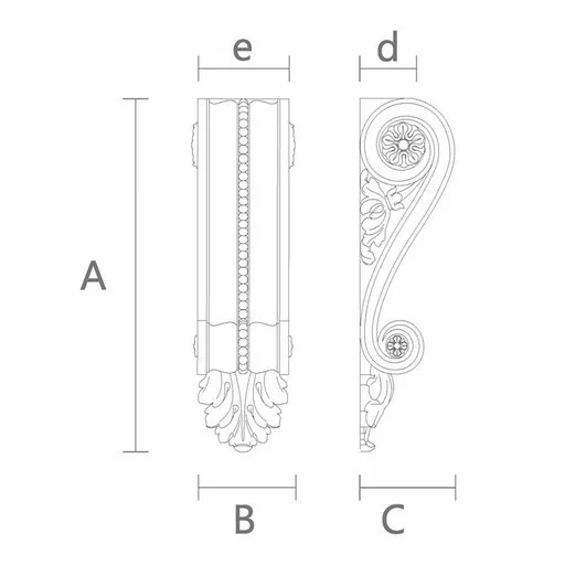 Beaded corbel scroll floral Neoclassical