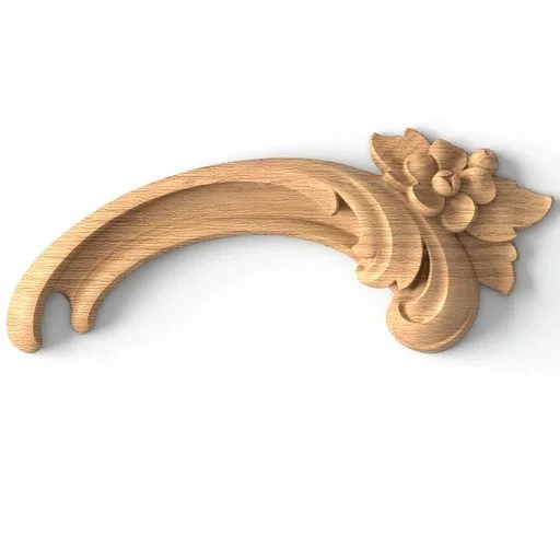 Classical decorative wood onlay with a small flower, Right
