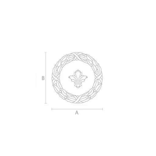 Round beech wreath and fleur-de-lis carved onlay