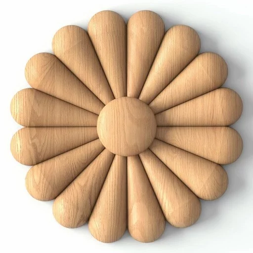 WOOD ROSETTE APPLIQUES FLORAL CLASSIC