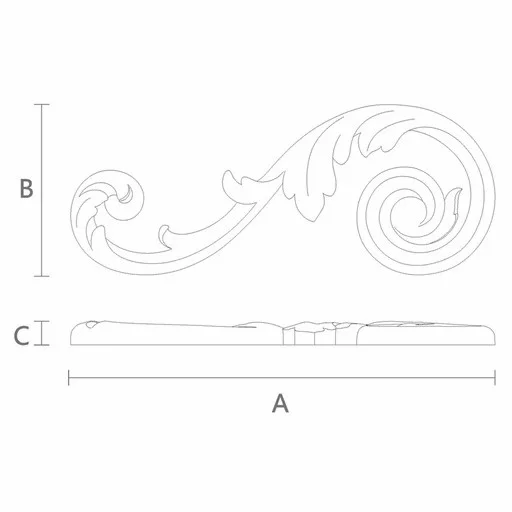 Appliques wood floral decoration and scrolls, Left