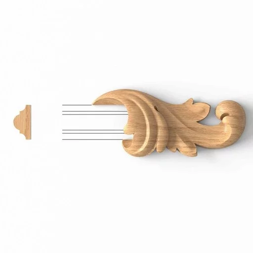 WOODEN SMALL DECORATIVE END CAP FOR MOLDING, RIGHT