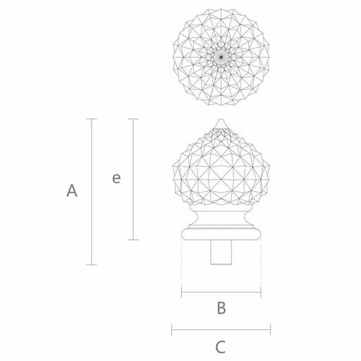 Ethnic style oak carved cupola finial for interior